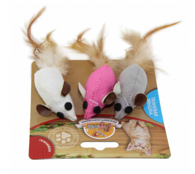 Игрушка (Догман) мышка тканевая с кошачьей мятой и пером 3 шт. (5 см.) Игрушка (Догман) мышка тканевая с кошачьей мятой и пером 3 шт. (5 см.)