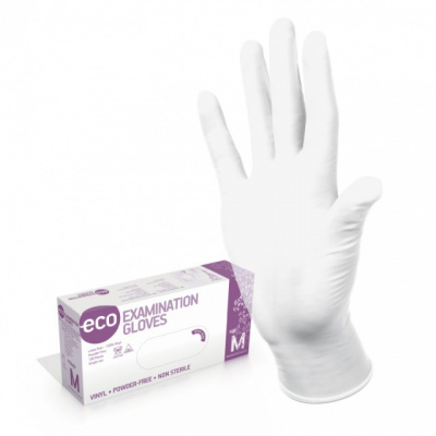 Перчатки (ECO) винил смотровые нестерильные опудренные, M фото