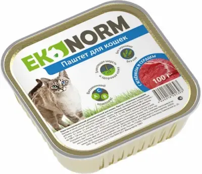 606201004 Корм влажный для кошек EKONORM "Паштет с ягненком и сердцем", 100 г