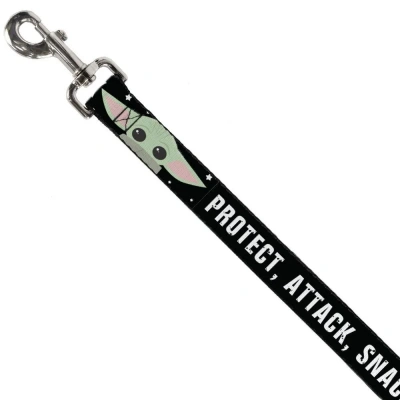 Поводок (Buckle-Down) Звездные войны Малыш Йода PROTECT ATTACK SNACK черный 120см фото