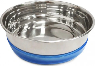 Миска (Triol) металлическая с синей резинкой, 0,49л. Миска (Triol) металлическая с синей резинкой, 0,49л.