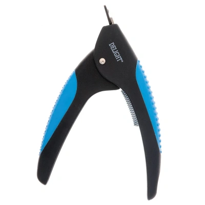 Когтерез-гильотина (DeLIGHT) с малым отверстием пластиковые прорезиненные ручки  3781 /12/ фото