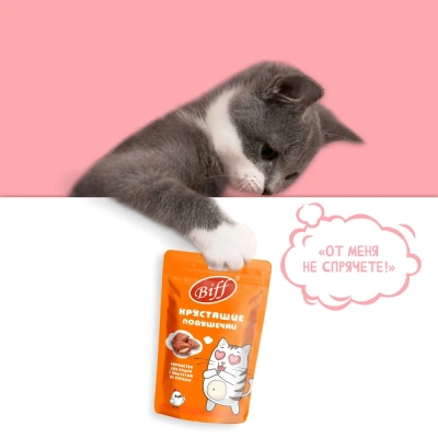 Biff 0,06кг хрустящие подушечки с паштетом из курицы для кошек фото