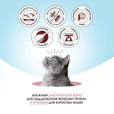 Best Dinner Vet Profi Hepatic 0,1кг (диета против печеночной недостаточности) курица консервы для кошек (406821) фото