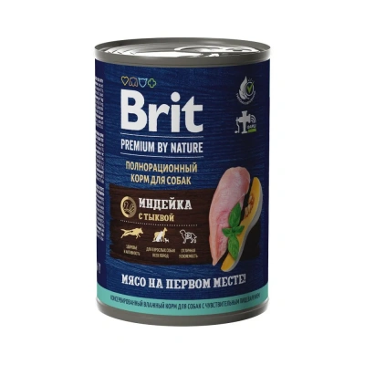 Brit Premium by Nature 0,41кг индейка тыква консервы для взрослых собак всех пород с чувствительным пищеварением (51106) фото