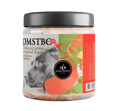 Секрет (Secret) 0,15кг  лакомство колбаски мягкие из утки с сыром и ягодами годжи для собак (DT062)
