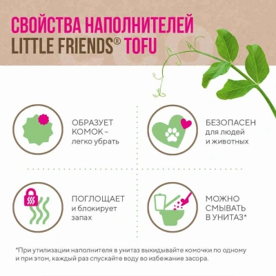 Наполнитель (Little Friends) 5л Тофу Natural комкующийся, без запаха                                                                                                                                                                                            фото