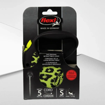 Рулетка (Flexi) Safari cord S трос 5м  12 кг желтый леопард фото