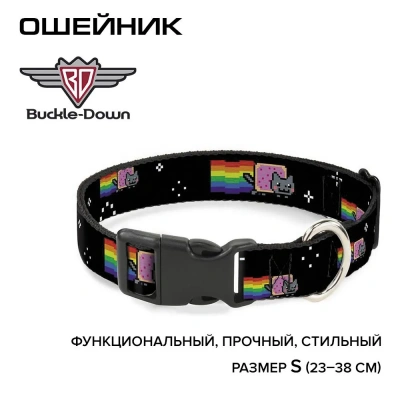 Ошейник (Buckle-Down) Нян Кэт черный с пластиковой застёжкой 23-38 см Ошейник (Buckle-Down) Нян Кэт черный с пластиковой застёжкой 23-38 см фото