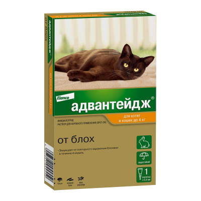 Адвантейдж капли (1пип) для кошек до 4кг (ЛИЦЕНЗИЯ) Адвантейдж капли (1пип) для кошек до 4кг (ЛИЦЕНЗИЯ) фото