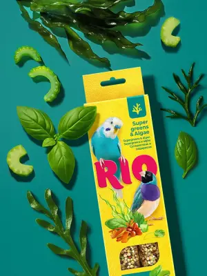 Rio палочки 0,04кг*2шт для волнистых попугайчиков и экзотов суперзелень и водоросли, 80г фото