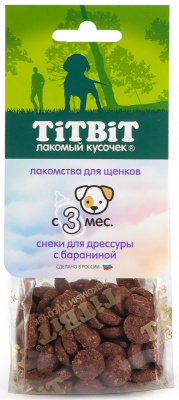 TiTBiT 0,07кг снеки для дрессуры с бараниной для щенков TiTBiT 0,07кг снеки для дрессуры с бараниной для щенков