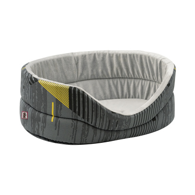 Лежанка (Зооэкспресс) №2 "Геометрия" с плюшем  43*30*16 см желто-серый