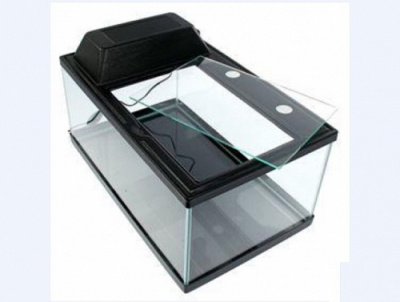 Террариум (Голдфиш) 40л (53*31*25,8) с черной крышкой и диодной лампой Тер40F Е14 черный