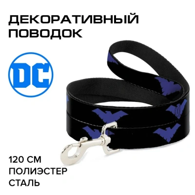 Поводок (Buckle-Down) Найтвинг лого черный цвет 120см фото