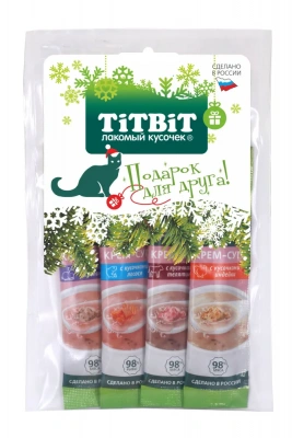 TiTBiT 0,04кг крем-суп для кошек 4 вкуса (Новогодняя коллекция) фото