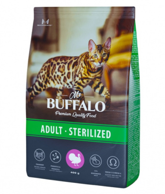 Баффало Mr.Buffalo Sterilized 0,4кг с индейкой сухой корм для стерилизованных кошек (078571) фото Баффало Mr.Buffalo Sterilized 0,4кг с индейкой сухой корм для стерилизованных кошек (078571) фото