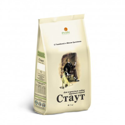 Стаут 3кг цыпленок+говядина сухой для собак крупных пород (770105)