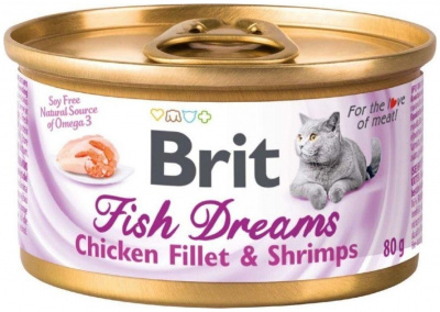 Brit Fish Dreams Chicken fillet & Shrimps 0,08кг куриное филе и креветки консервы для кошек (527885) Brit Fish Dreams Chicken fillet & Shrimps 0,08кг куриное филе и креветки консервы для кошек (527885)