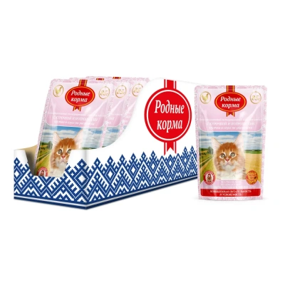 Родные корма 0,085кг с курочкой и потрошками в соусе по-ростовски для котят (043429) фото