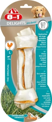 Косточка (8in1) Delights Pro Dental  L для чистки зубов с курицей 21см, 85гр (2687) фото Косточка (8in1) Delights Pro Dental  L для чистки зубов с курицей 21см, 85гр (2687) фото