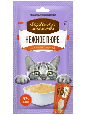 Деревенские лакомства 4х0,01кг пюре нежное из лосося (72510025) фото