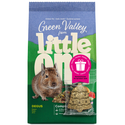 Little One ПРОМО корм Зеленая долина из разнотравья для дегу, 0,75к г + Колокольчик 0,024кг