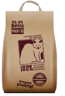 Наполнитель No name/Пи-пи Бент ПРОФИ 15кг комкующийся, для кошек (бумажный крафт-пакет) 