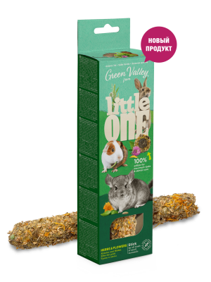 Little One 0,16кг Зеленая долина съедобная беззерновая палочка с травами и цветами для декоративных животных фото