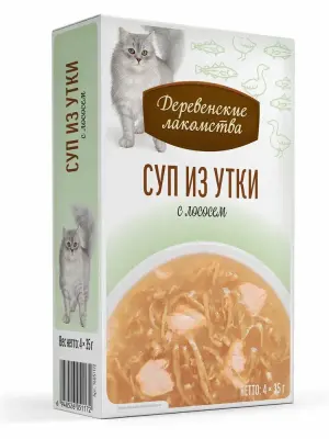 Деревенские лакомства 0,035кг*4шт суп из утки с лососем, пауч (76051172) фото