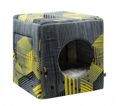 Дом (Зооэкспресс) куб-трансформер 761426 "Геометрия" №2 50*50*48 см желто-серый