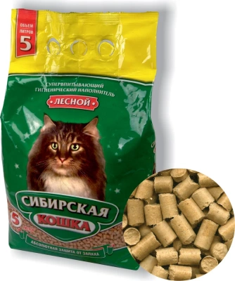 Наполнитель (Сибирская кошка)  5л Лесной древесный для кошек фото Наполнитель (Сибирская кошка)  5л Лесной древесный для кошек фото