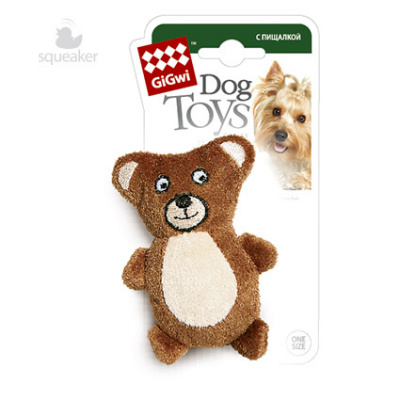 Игрушка (GiGWi) Мишка с 2-мя пищалками 9см, иск. мех (И-75023) для собак Игрушка (GiGWi) Мишка с 2-мя пищалками 9см, иск. мех (И-75023) для собак