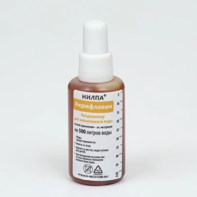 Кондиционер (Нилпа) Акрифлавин 100мл освобождает водную среду аквариума от патогенных бактерий и одноклеточных экзопаразитов фото Кондиционер (Нилпа) Акрифлавин 100мл освобождает водную среду аквариума от патогенных бактерий и одноклеточных экзопаразитов фото