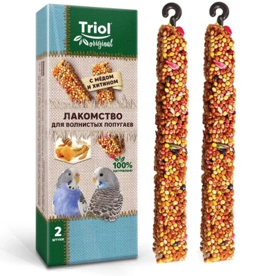 Triol 0,055кг лакомство с мёдом и хитином для волнистых попугаев (2 шт) Triol 0,055кг лакомство с мёдом и хитином для волнистых попугаев (2 шт)