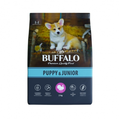 Баффало Mr.Buffalo Puppy&Junior  2кг с индейкой сухой корм для щенков (078755) фото Баффало Mr.Buffalo Puppy&Junior  2кг с индейкой сухой корм для щенков (078755) фото