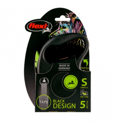 Рулетка (Flexi) Black Design S ремень 5м до 15кг зеленый фото