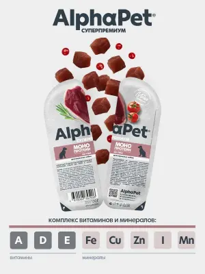 AlphaPet Superpremium Monoprotein (АльфаПет) 0,1кг утка мясные кусочки в соусе для собак (657906) фото