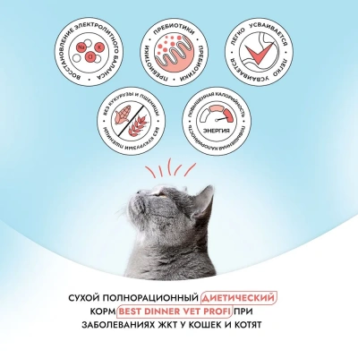 Best Dinner Vet Profi Gastro Intestinal Exclusive 0,4кг сухой при нарушении пищеварения для кошек (406357) фото