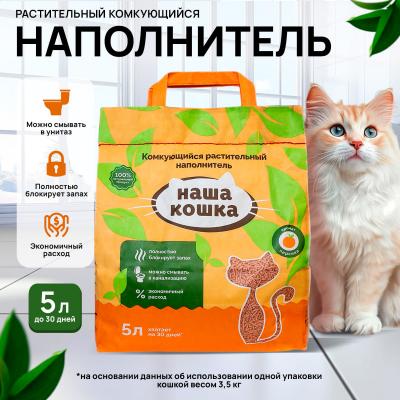 Наполнитель (Наша кошка) Персик 5л (2,1 кг) Тофу растительный комкующийся для кошек Наполнитель (Наша кошка) Персик 5л (2,1 кг) Тофу растительный комкующийся для кошек