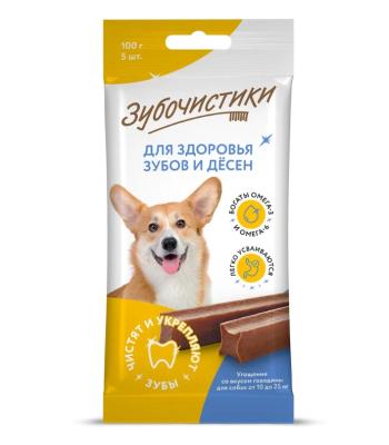 Зубочистики 0,1кг Жевательные палочки со вкусом говядины для собак средних пород (72971084)