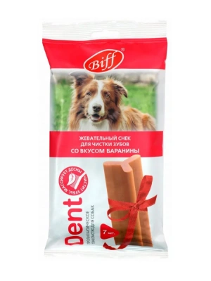 Biff 0,27кг Dent жевательный снек со вкусом баранины для собак крупных пород фото