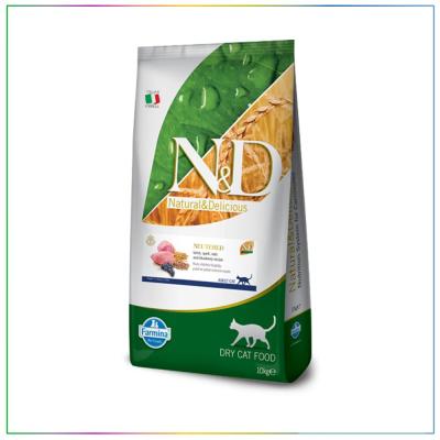 Farmina (Фармина) N&D Low Grain Cat 10кг низкозерновой ягненок, спельта, овес и черника для стерилизованных кошек и кастрированных котов