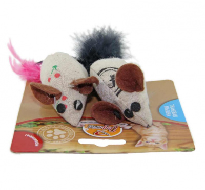 Игрушка (Догман) мышка тканевая с кошачьей мятой и пером 2 шт. (7 см.) Игрушка (Догман) мышка тканевая с кошачьей мятой и пером 2 шт. (7 см.)