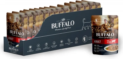 Баффало Mr.Buffalo Adult Cat 0,085кг говядина в соусе влажный для кошек (790099) фото Баффало Mr.Buffalo Adult Cat 0,085кг говядина в соусе влажный для кошек (790099) фото