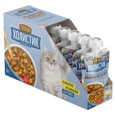 Деревенские лакомства Холистик Премьер 0,09кг Рыбный бульон из лосося для кошек (79842248) фото