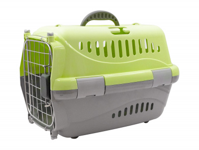 Переноска (Зооэкспресс) 18413 для животных "Турне" L АВИА с металлической дверцей 54.5*36*34 см зеленая