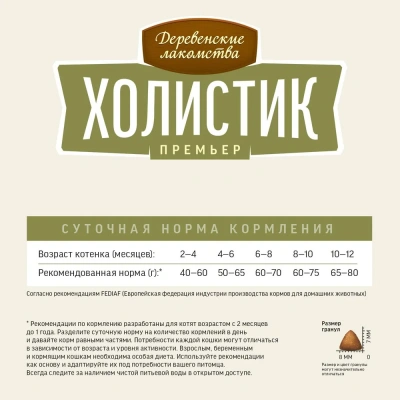 Деревенские лакомства Холистик Премьер 2кг курица сухой для котят (79213126) фото