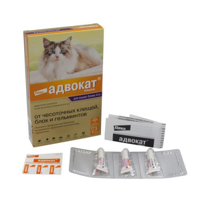 Адвокат капли (1пип) для кошек более 4кг от чесоточных клещей, блох и гельминтов (ЛИЦЕНЗИЯ) фото Адвокат капли (1пип) для кошек более 4кг от чесоточных клещей, блох и гельминтов (ЛИЦЕНЗИЯ) фото