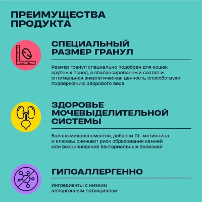 Wellement 1,5кг с индейкой и кроликом сухой для кошек крупных пород (003829) фото